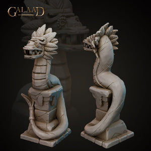 Coatl Snake Serpent Statue on Pillar - 28mm or 32mm Miniatures - Aztec Set