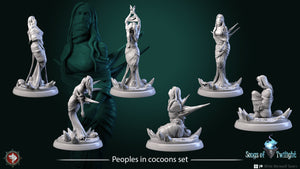 People in Cocoons - 28mm or 32mm Halloween Spider or RPG Miniatures