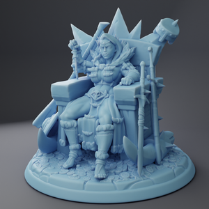 Tribal Orc Queen on Throne - 28mm 32mm 54mm or 75mm Miniatures