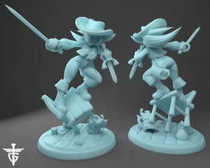 Female Goblin Knox Fencer Rogue Girl 28mm, 32mm, or 54mm Miniatures