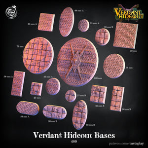 Verdant Hideout Bases - 25mm, 32mm, 35mm, 50mm, 60mm, 75mm, and 100mm