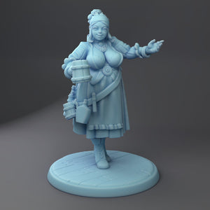 Female Barkeep Josephine and Bar Scatter 28mm, 32mm, or 54mm Miniatures