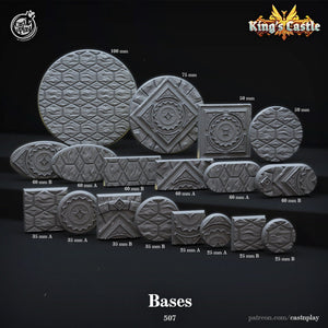 King's Castle 25mm, 32mm, 35mm, 50mm, 60mm, 75mm, and 100mm Bases