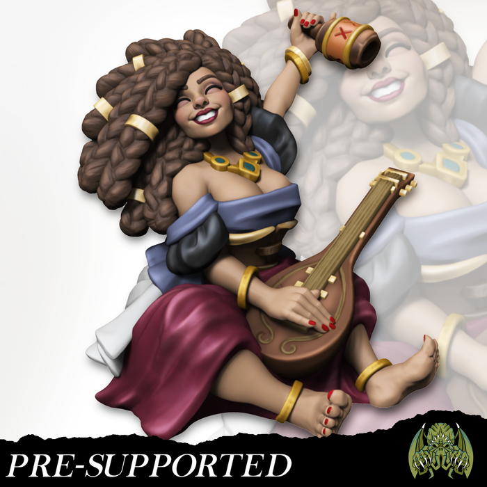 Gwen Busty Partying SFW or NSFW Sexy Female Bard- 28mm or 32mm Miniatures of Madness Mini Drunken Eye Tavern