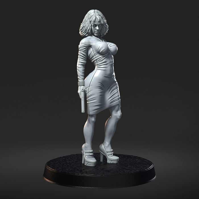 Delia Blue Eyes Stacked Sexy Female Assassin - 28mm or 32mm Comic Book Champions Miniatures RN Estudio Mini Sin City 2