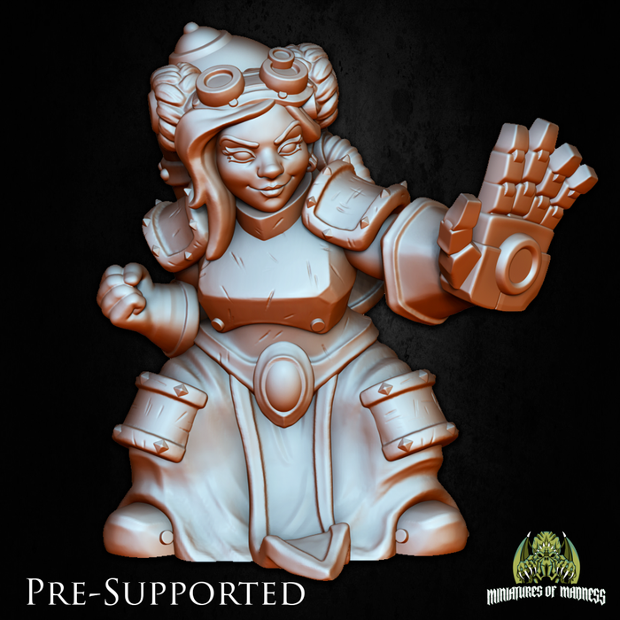 Violet Warmshake Artificer Female Dwarf Engineer - 28mm or 32mm Miniatures of Madness Mini Villagers