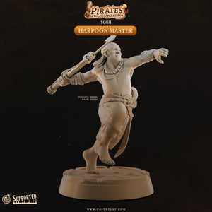 A 3D model of a character from the Pirates of the Caribbean franchise, specifically the Harpoon Master, which is a character from the "Pirates of the Caribbean" series.