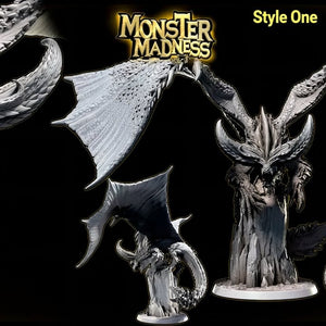 a collection of detailed, intricate sculptures of fantastical creatures, including a dragon-like creature with sharp teeth and claws. The sculptures are arranged in a way that showcases the intricate details and craftsmanship of the artwork.