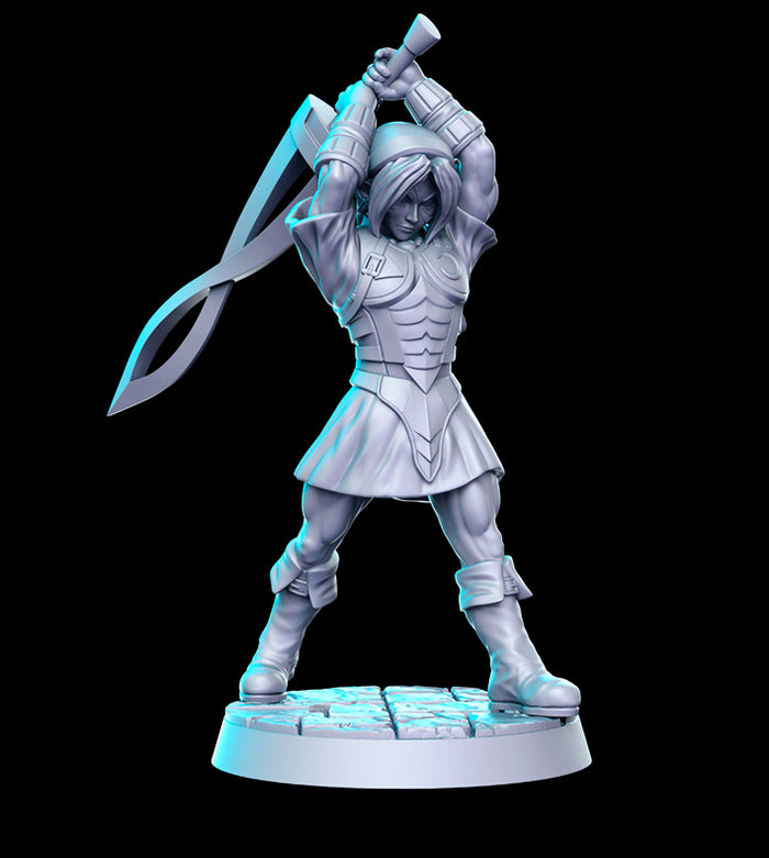 Fierce Deity Link Elven Warrior Fighter - 28mm or 32mm Miniatures RN Estudio Mini JRPG Vol 19-Western Vol 3-Death Match Vol 1