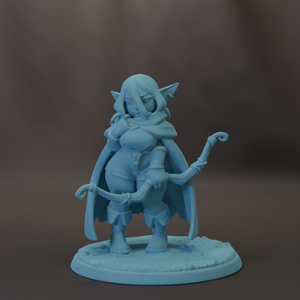 A figurine of a female character with a bow and arrow, standing on a base.