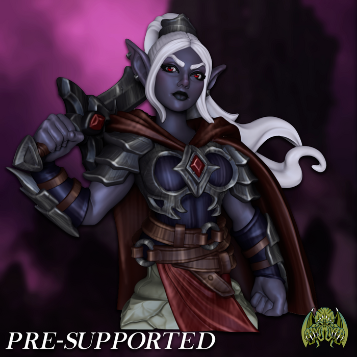 Drizara Sexy Female Drow Dark Elf Fighter Paladin Warrior  - Miniatures of Madness Bust Prison
