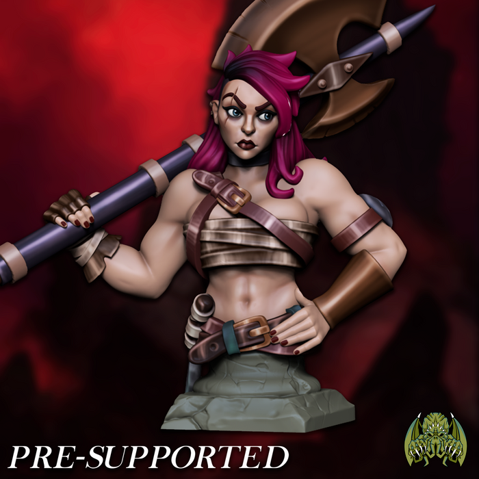 Moxie the Sexy Female Barbarian Fighter - Resin Bust Dungeons and Dragons Pathfinder Character Miniatures of Madness Bandit