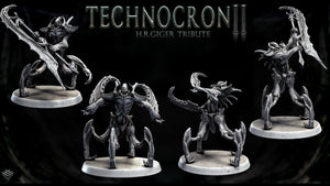 a set of four miniature figurines of a demon