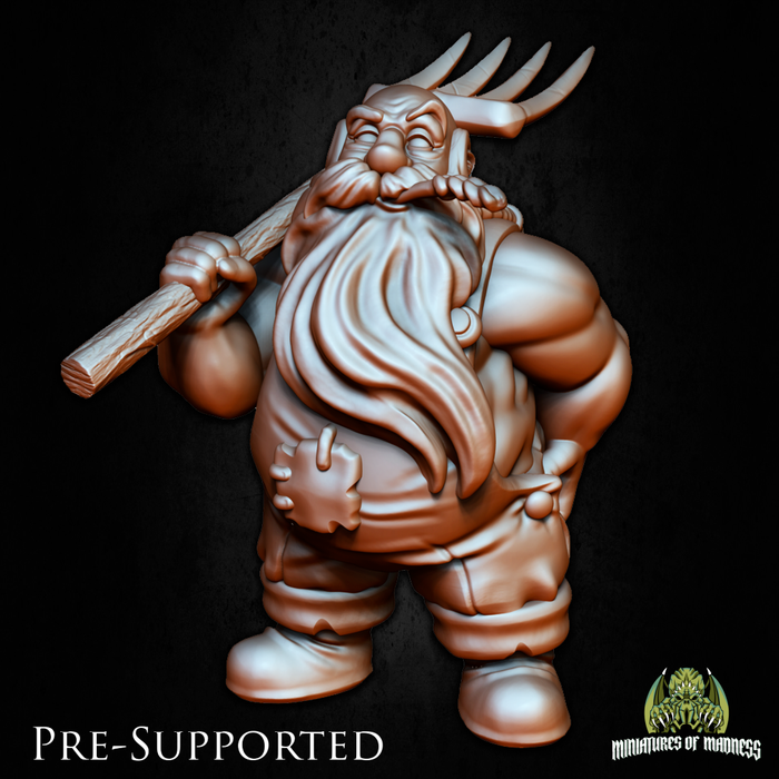 Kletus Dryearth Farmer Peasant Dwarf - 28mm or 32mm Miniatures of Madness Mini Villagers