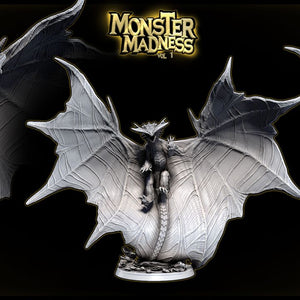 A detailed 3D model of a winged dragon statue, with the title "MonSTER MADNESS" displayed above it.