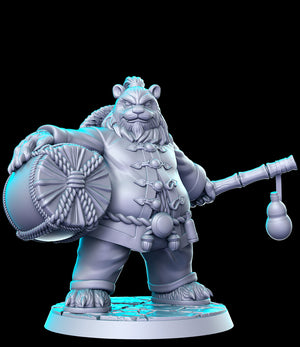 a statue of an elephant with a bag on its back