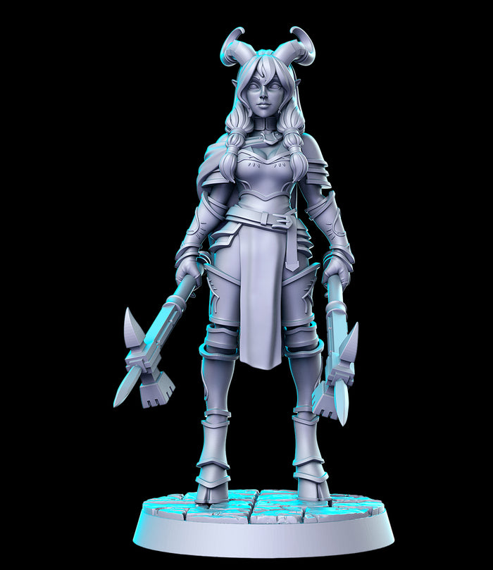 Satira Sexy Female Hoofed Armored Tiefling Fighter - 28mm or 32mm Miniatures RN Estudio Mini Gacha Games 1
