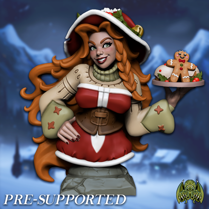 Lucy the Sexy Female Holiday Baker - Resin Bust Dungeons and Dragons Pathfinder Character Miniatures of Madness Winter