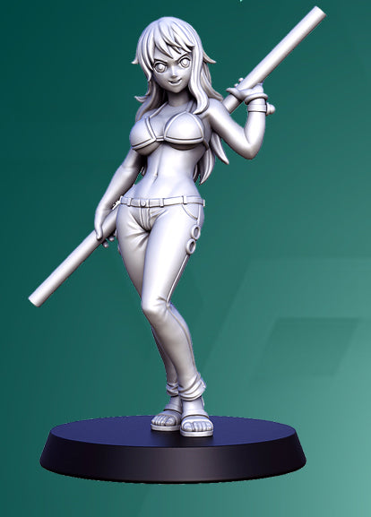 Mami Sexy Female Anime Fighter - 28mm or 32mm Miniatures RN Estudio Mini JRPG Vol 19-Western Vol 3-Death Match Vol 1