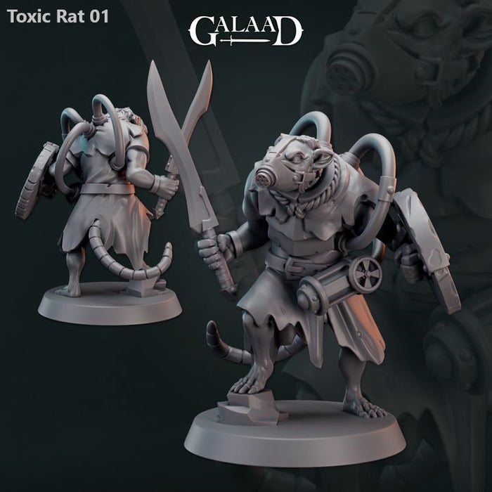 Enlarged Toxic Ratfolk with Plague Doctor - 28mm 32mm Miniatures - Ratfolk