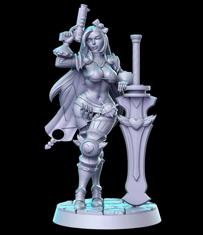 Gilda Sexy Pinup Female Gunner Fighter - 28mm or 32mm Miniatures RN Estudio Mini Cyberpunk Vol 2
