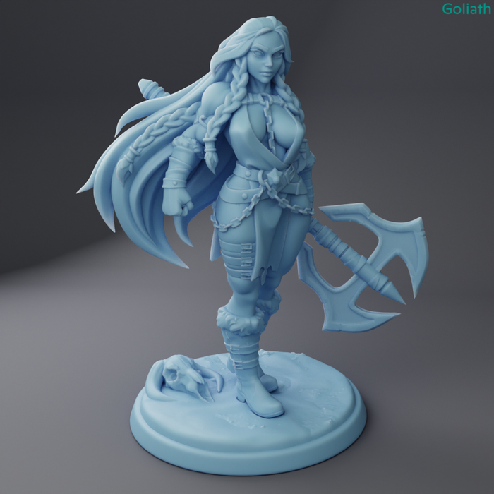 Inga Sexy Female Goliath Barbarian W/ Elven and Holstaur Variants - 28mm 32mm 54mm or 75mm Miniatures Twin Goddess Dangerous Curves