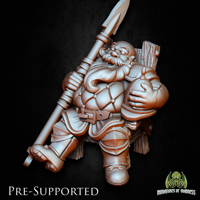 Agrim Calmairon Sleeping Knight Dwarf Watcher - 28mm or 32mm Miniatures of Madness Mini Villagers