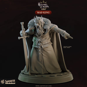 a statue of a king, specifically the king of the fictional world of "The Rolling Crown" series, known as "Mad King".