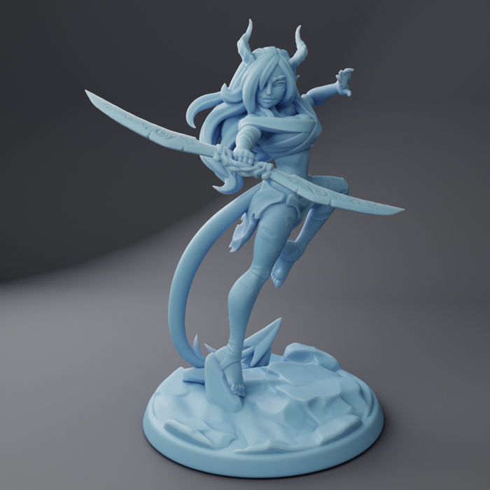 Nererit Reforged Tiefling Beastmaster Ranger W/ Displacer Beast - 28mm 32mm 54mm or 75mm Miniatures Twin Goddess Reforged II
