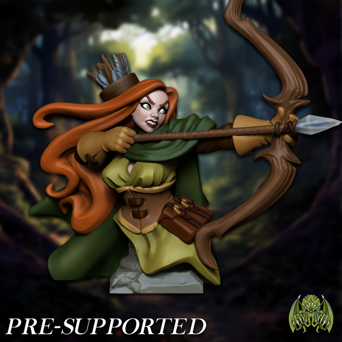 Florence Archer Sexy Female Ranger - Resin Bust Dungeons and Dragons Pathfinder Character Miniatures of Madness Forest