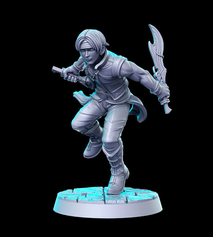 Locke Male Rogue Fantasy Fighter - 28mm or 32mm Miniatures RN Estudio Mini JRPG Vol 19-Western Vol 3-Death Match Vol 1