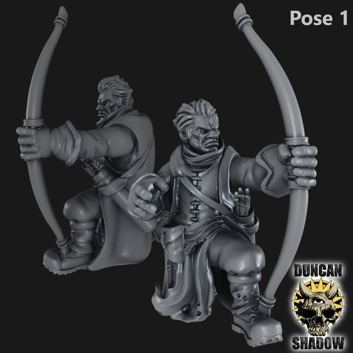 Woodland Ranger Archers W/ Bows 28mm or 32mm Miniatures Woodland Rangers and Fungus