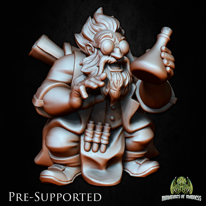 Barin Crispotion Chemist Alchemist Scientist Dwarf - 28mm or 32mm Miniatures of Madness Mini Villagers