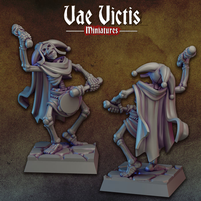 Undead Jester Skeleton Bard 28mm or 32mm Miniatures Reanimated Warriors V 1