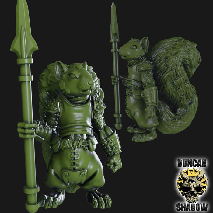 Scurryni Squirrel Folk W/ Spear Fighter Clawthorn Gang 28mm or 32mm Miniatures Neon Grove