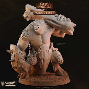 The image is a 3D model of a fantastical creature, possibly a monster or a dragon, with a large head and a long neck. The creature is depicted in a dynamic pose, with its arms and legs spread out. The background is dark, which contrasts with the creature and makes it stand out. The image does not contain any text or additional objects, and the creature is the sole focus of the image.