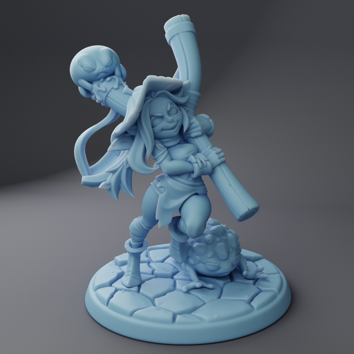 Cute Female Frog Launcher Goblin - 28mm 32mm 54mm or 75mm Miniatures Twin Goddess Send in the Goblins