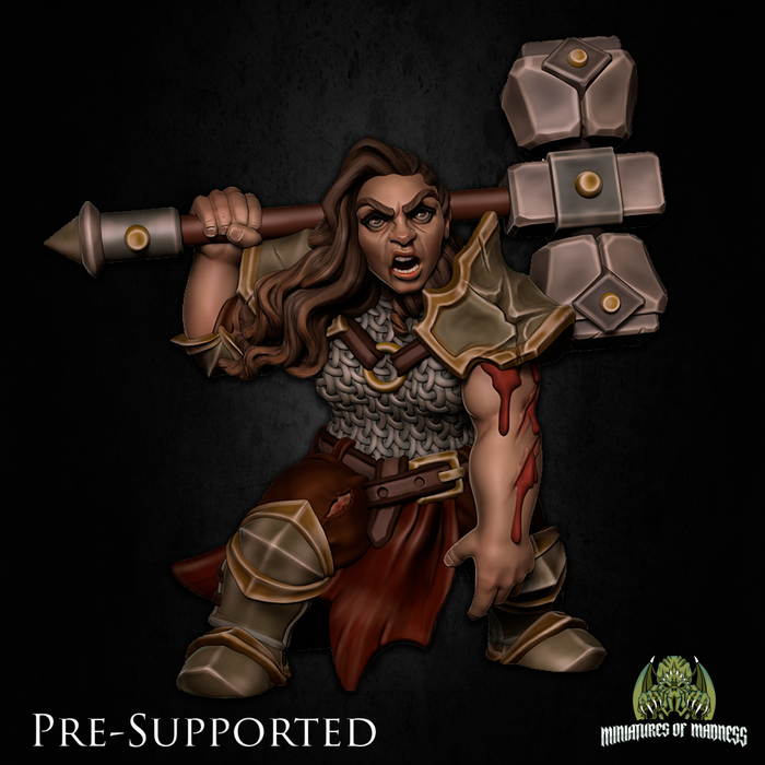 Helga Ironcast Knight Female Fighter Dwarf  - 28mm or 32mm Miniatures of Madness Mini Villagers