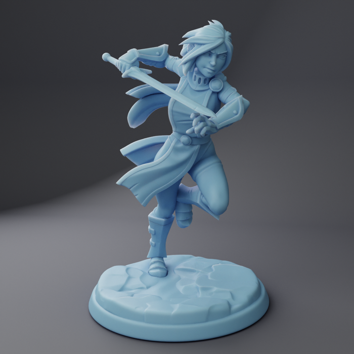Gwen Human Fighter Swordsman - 28mm 32mm 54mm or 75mm Miniatures Twin Goddess Full Party