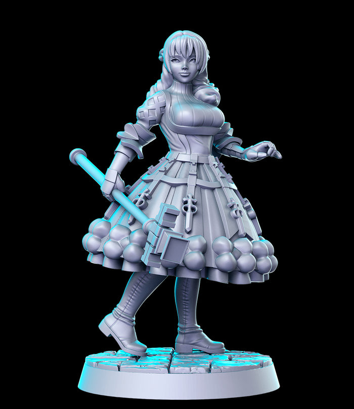 Scarlett Sexy Female Priestess Armed Damsel Cleric Anime - 28mm or 32mm Miniatures RN Estudio Mini JRPG Vol 36