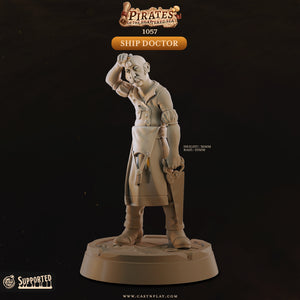 a statue of a ship doctor, a character from the Pirates of the Caribbean film series.