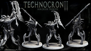 a set of three miniature figurines of a demon