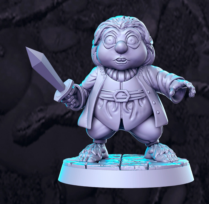 Bilbeaux Halfling Middle Earth Adventurer Wielding Sword - 28mm or 32mm Miniatures RN Estudio Mini LotR Western RPG Vol 9