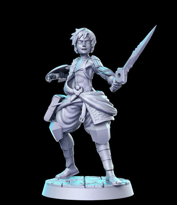 Swordman Hunky Shirtless Male Fighter Anime - 28mm or 32mm Miniatures RN Estudio Mini JRPG Vol 37