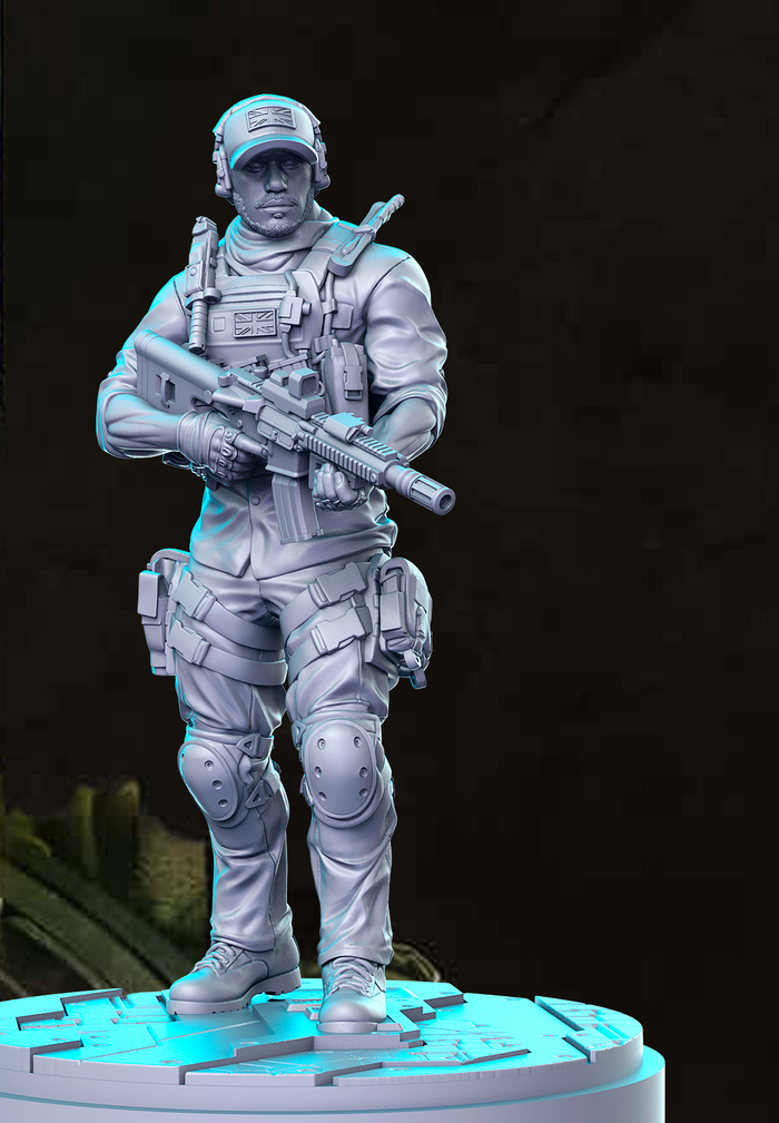 Gaz Military Army Marine Navy Sergeant Soldier Gunner - 28mm or 32mm Miniatures RN Estudio Mini Champions CoD