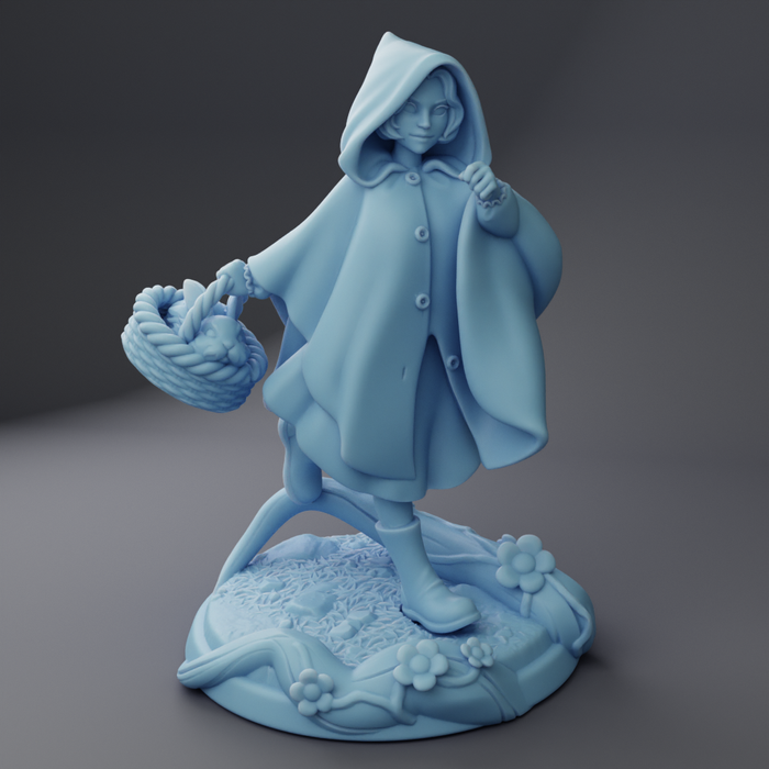 Red Hood With Bunny Basket - 28mm 32mm 54mm or 75mm Miniatures Twin Goddess Fairy Tale