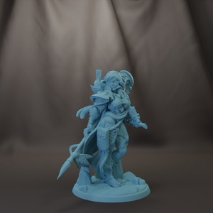 A figurine of a warrior standing on a pedestal, holding a spear and shield, against a dark background.