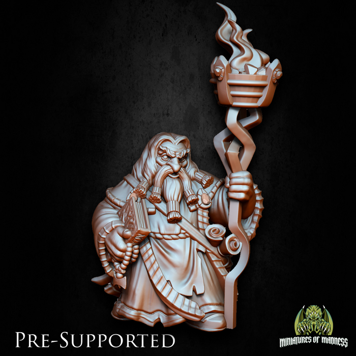 Tordrus Vadnir Dwarf Wizard Cleric  - 28mm or 32mm Miniatures of Madness Mini Villagers