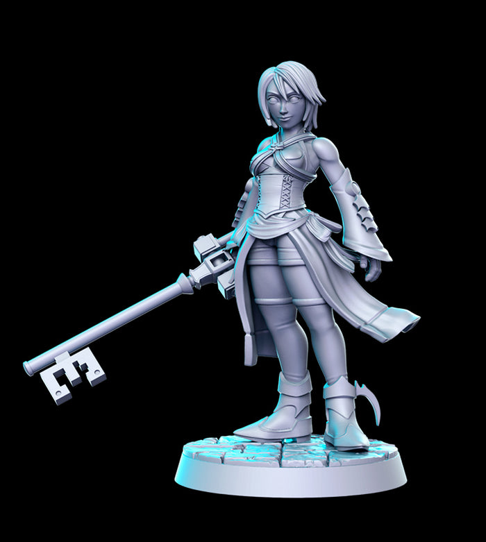 Aqua Sexy Female Fighter Wielding Rainfell - 28mm or 32mm Miniatures RN Estudio Mini KH JRPG 25