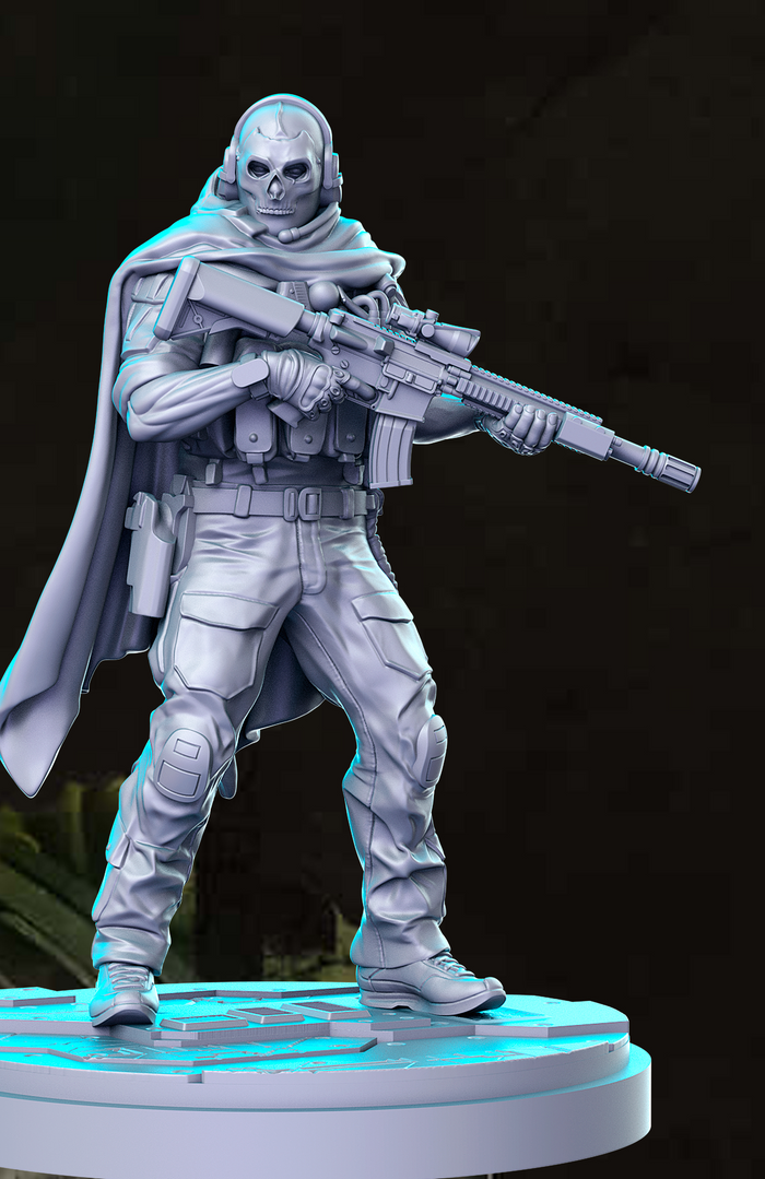 Ghost Military Lieutenant Gunner Solider Air Force  - 28mm or 32mm Miniatures RN Estudio Mini Champions CoD